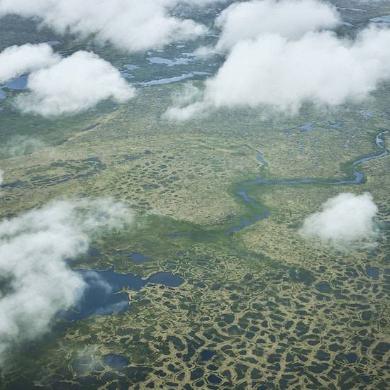 an aerial view of the tundra